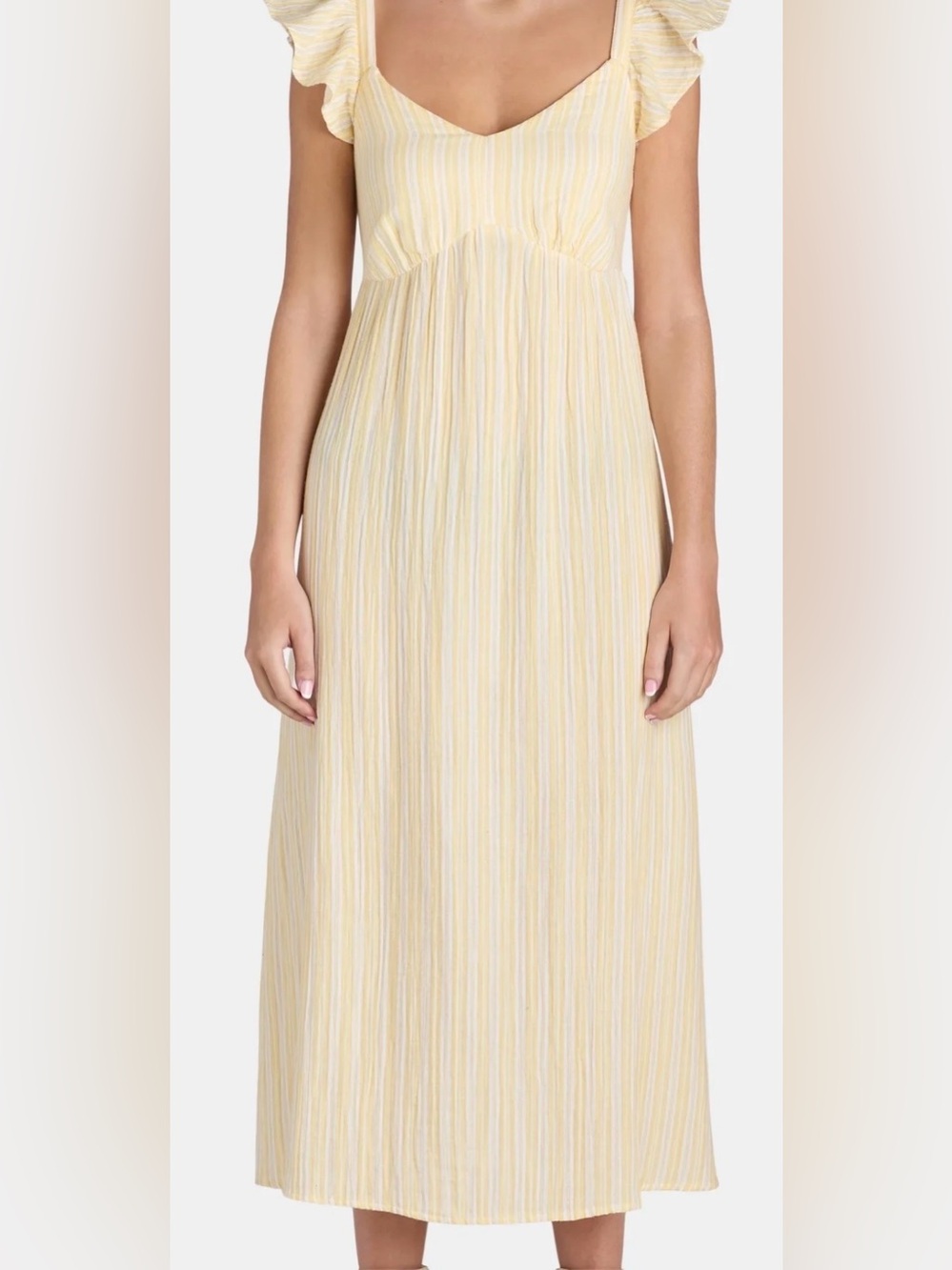 White & Yellow Striped Classic Summer Dress